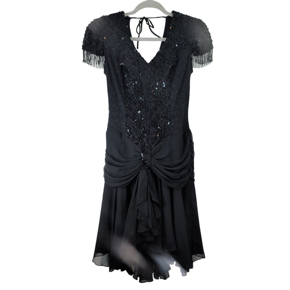 Vintage Dollar USA Black Cocktail Dress, Size Large